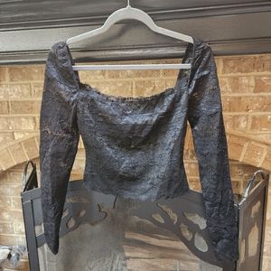 Guess Black Lace Crop Top